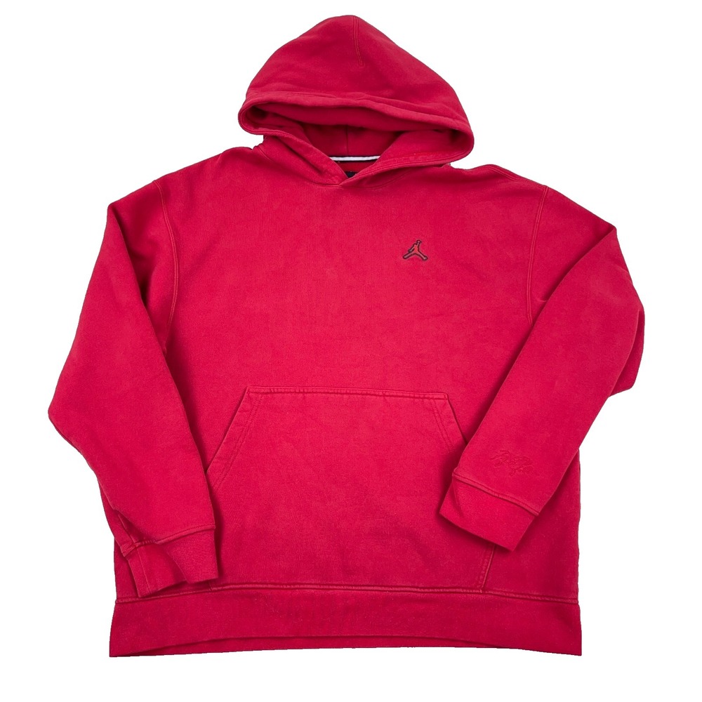 Jordan Hoodie Men XL Red Black Sweatshirt Jump Man Air Y2K Loose Fit Adult